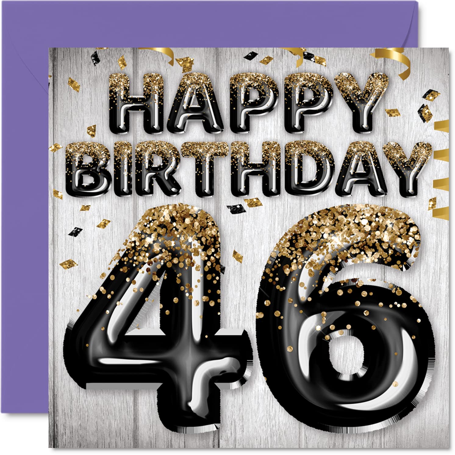 お誕生日カード Amazon | Stuff4 46歳の誕生日カード 男性用 ブラック&ゴールド